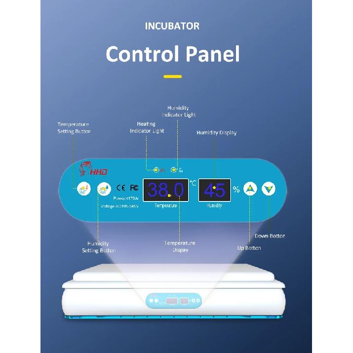 Egg Fully Automatic Incubator, 140W Digital Poultry Hatcher with Auto Turning, 98% Hatch Rate for Chicken Duck Quail Goose