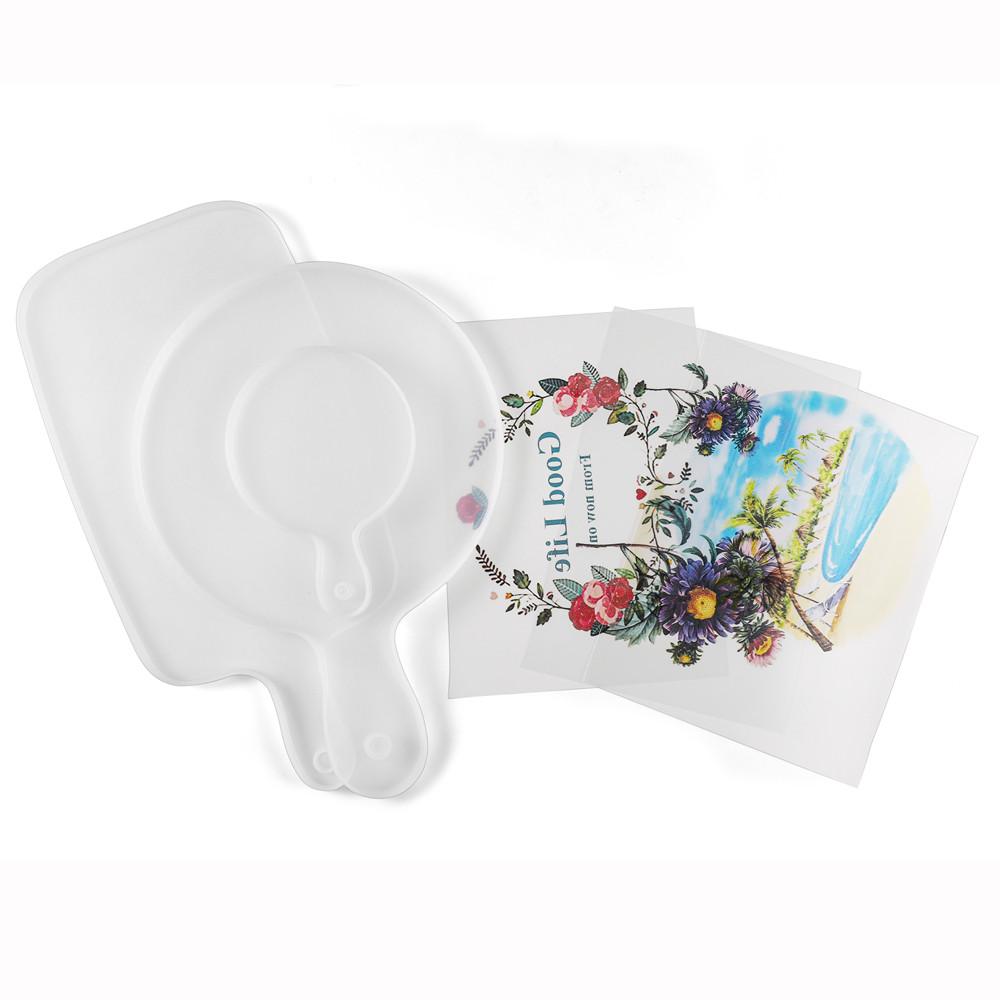 1Pcs Round Resin Mold Coaster Handle Tray Rectangle Silicone Mold Home Table Decoration for DIY Crystal Epoxy Resin Crafts