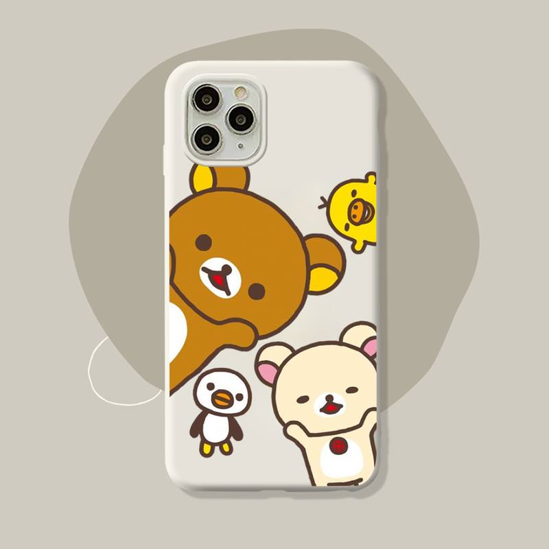 Rilakkuma Kawaii Phone Case for iPhone 11 12 13 Mini Pro Xs Max 8 7 6 6S Plus X XR Solid Candy Color Case