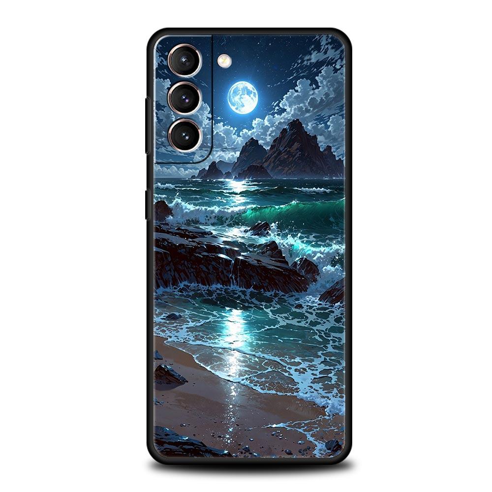 Mond am Ast Handyhülle für Samsung Galaxy S25 S24 S23 S22 S20 Ultra S21 FE 5G S10 Plus S10E Weiche TPU-Hülle