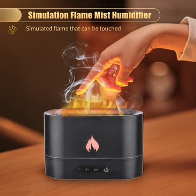 250mL Simulation Flame Mist Humidifier Flame Night Light Quiet Aromatherapy Diffuser Desktop USB