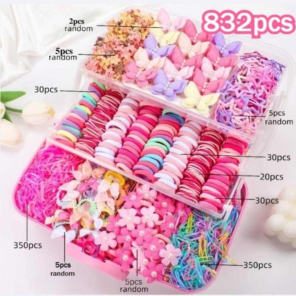 Bow High Elastic Hair Accessories Set No Hurt Hair Colorful Girls Hair Bands Hair Accessories Girls Children