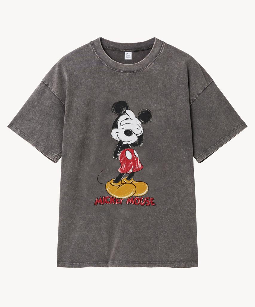 VTWO Vintage Washed Shining _Mickey_ T-Shirt (Gray)