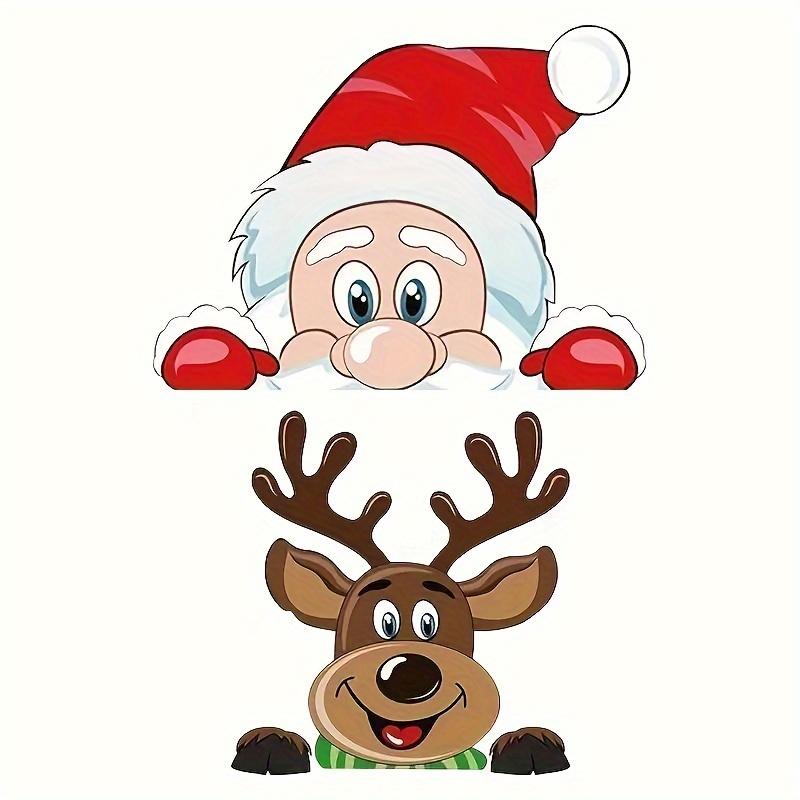 

Рождественские наклейки на автомобиль с рисунком из мультфильма, самоклеящиеся виниловые наклейки с изображением Санты и оленей для украшения автомобиля красный