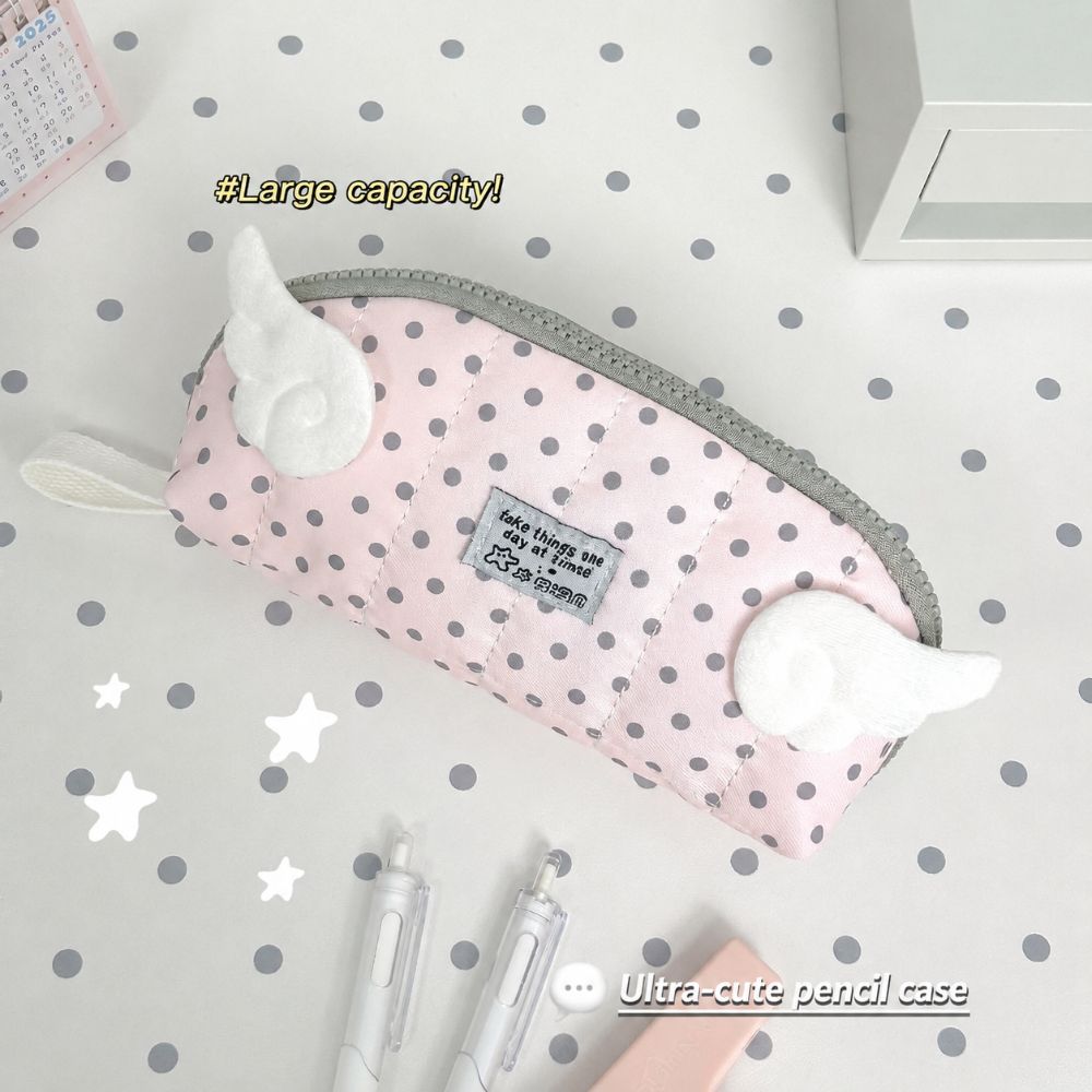 Punktmuster Federmäppchen Muschelform Stifteetui Kawaii Schreibwaren Aufbewahrungstasche Damen Mädchen