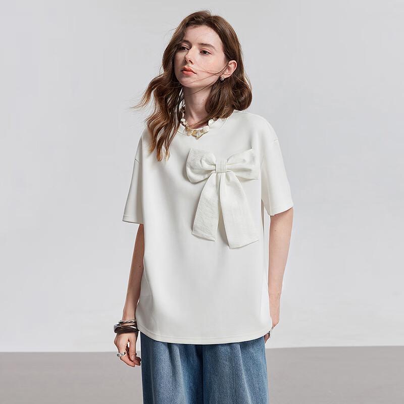 Chuyu Women's 2025 Summer Oversized Bowknot T-Shirt