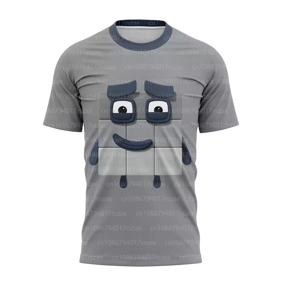 Cartoon Funny Number Block 3D Print T-shirt Summer Cute Couple Short Sleeve Tees Boys Girls Oversized Clothes