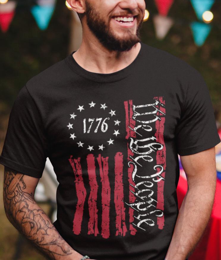 

Patriotic t shirts,We the people, Vintage USA Flag 1776, American Flag Shirts 4XL