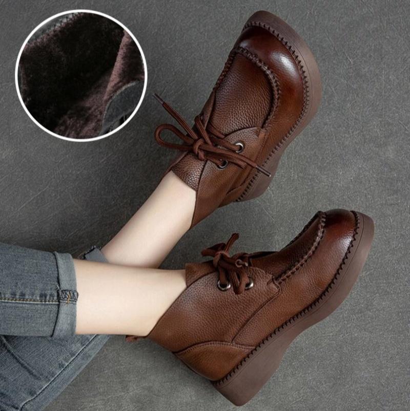 

Осенние женские ботинки Новая натуральная кожа Повседневная обувь Дышащая Модная Водонепроницаемая Обувь на плоской платформе Женские кроссовки 40