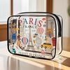 1pc Transparent Single-Sided Print Toiletry Bag, Portable Outdoor Travel Cosmetic Organizer with Thickened PVC Storage Pouch
