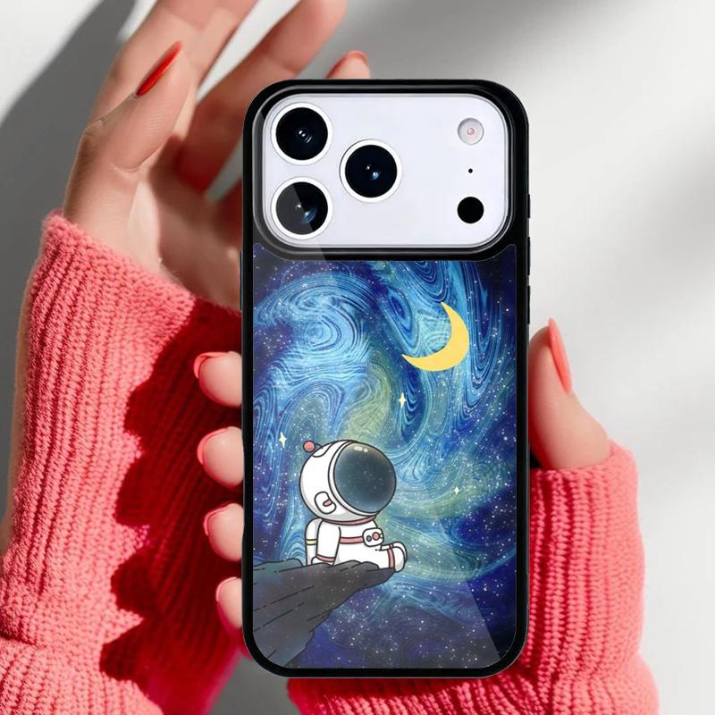 Cute galaxy Astronaut Phone Case for iPhone 17 16 15 14 13 Pro Max Back Cover for 12 11 Pro Coque