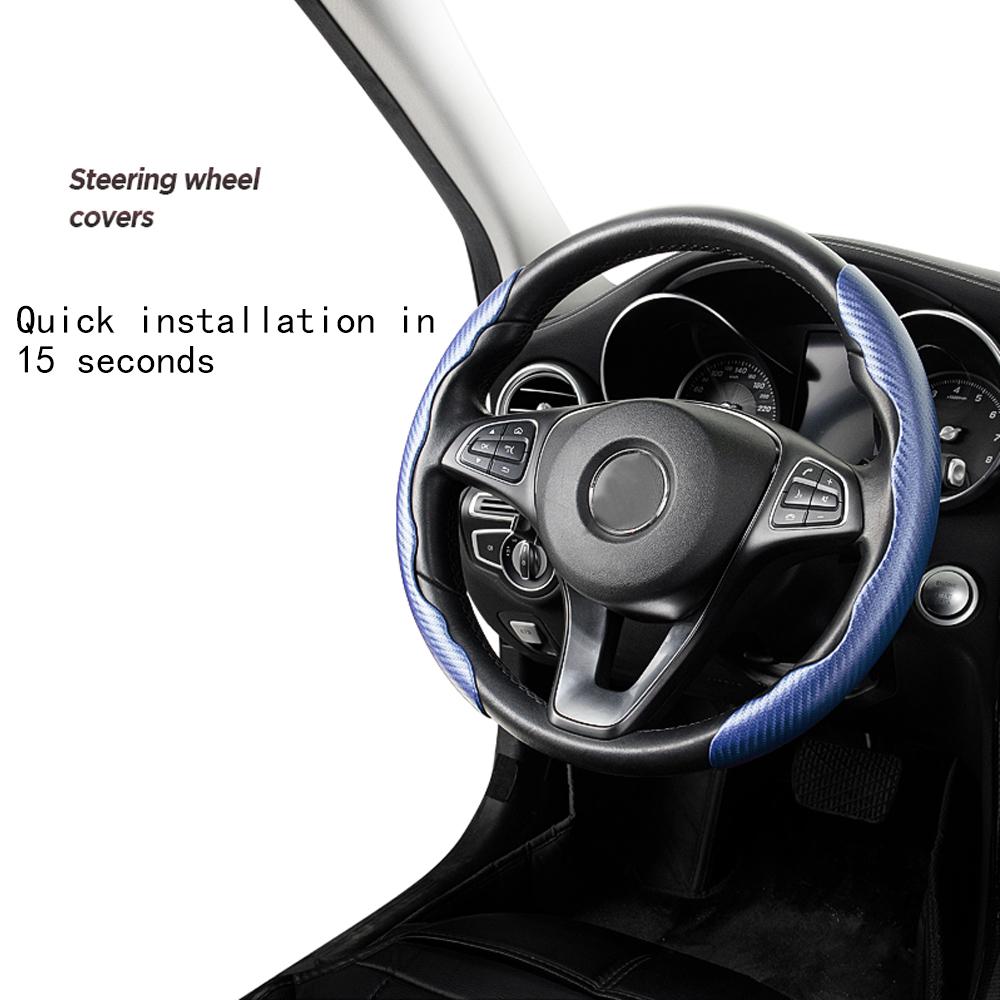 Universal 1 Pair Carbon Fiber Leather Car Steering Cover Non-Slip Fiber Leather PVC Wheel Booster Cover