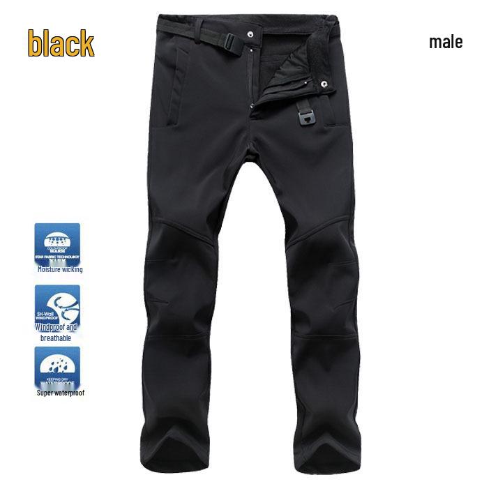 Men's and Women's Windproof Softshell Fleece Pants for Skiing, Mountaineering, and Outdoor Sports - Slim Fit, Plus Size, Autumn/Winter.