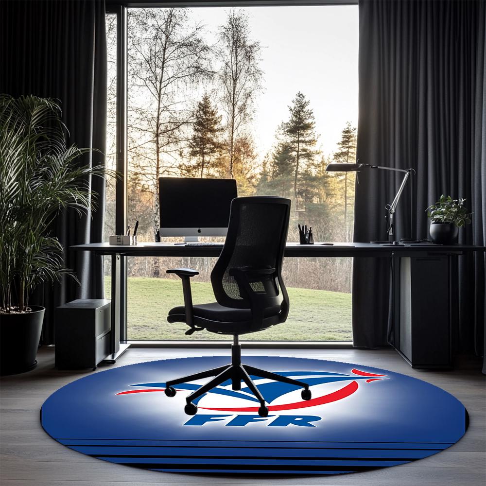 France Rugby Printed Round Rug Carpet Chair Rug Area Rug Entryway Doormats,for Office Chair Living Room Bedroom Kitchen Room.