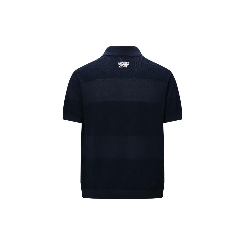 Reebok Fashion Solid Color Comfortable Versatile Logo Badge Pattern Short Sleeve Polo Shirt Men Polo Shirts Navy-Blue 24FRC431MGN2