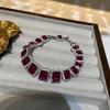 Square Ruby Necklace Bracelet Set Femininity Premium Versatile Necklace Bracelet