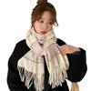 Japanese Plaid Imitation Cashmere Scarf for Women In Winter Versatile Fashion White Couple Korean Version Warm Double Sided Student Shawl