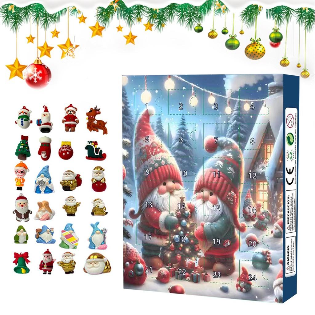 2024 Julnisse Adventskalender Färgglada Pvc-leksaker för Högtidskul Och Glada Överraskningar