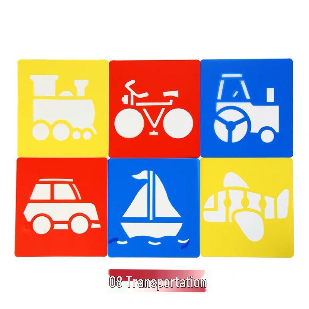 PP Kids' Painting & Drawing Stencil Set - Hollow Plastic Outline Templates for Beginners