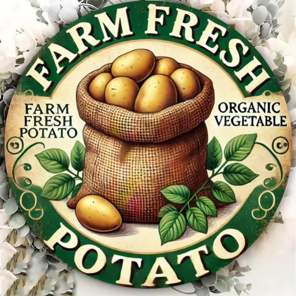 

Vintage Potato Metal Tin Sign Kitchen Wall Art Farmhouse Decor 40x30cm білий