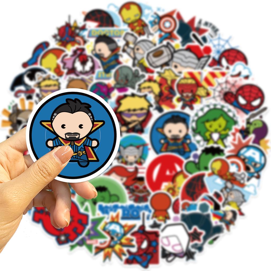 50pcs Cute Disney Marvel Movie Avengers Heroes Assemble Stickers Waterproof Phone Laptop Luggage Guitar Notebook Decal Sticker