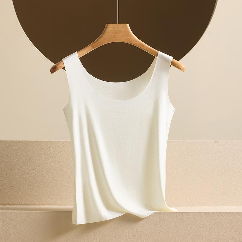 Summer Modal seamless sling vest for women with solid color anti-light backing inside, sling large size outside, bottoming shirt