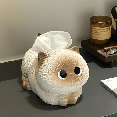 Tissue Dispenser, Cute Cat Shape Tissue Holder, Practical Storage And Unique Home Decor Napkin Box, for Bathroom Bedroom Living Room