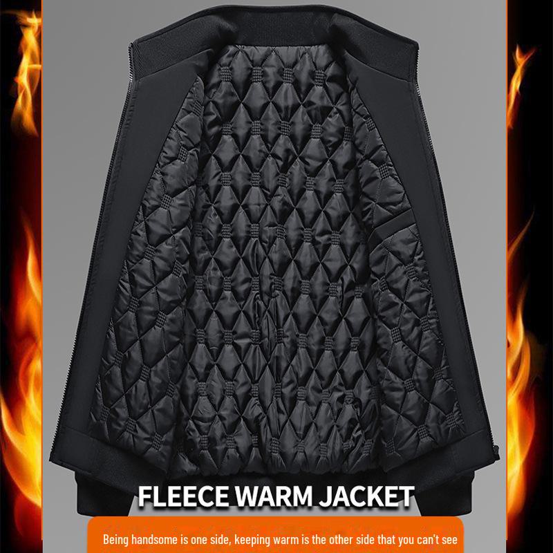Men's Winter Stand Collar Cotton Jacket - Business Casual for Middle-aged & Elderly