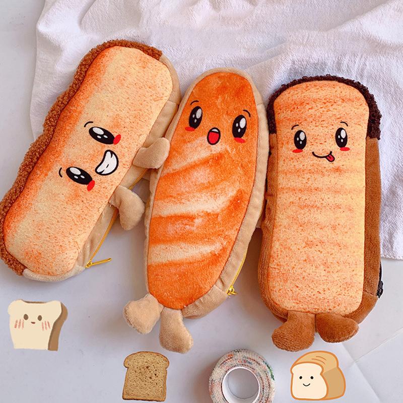 1PC Toasted Bread Pencil Case, Student Cute Pencil Box, Children's Stationery Storage Bag, School Supplies
