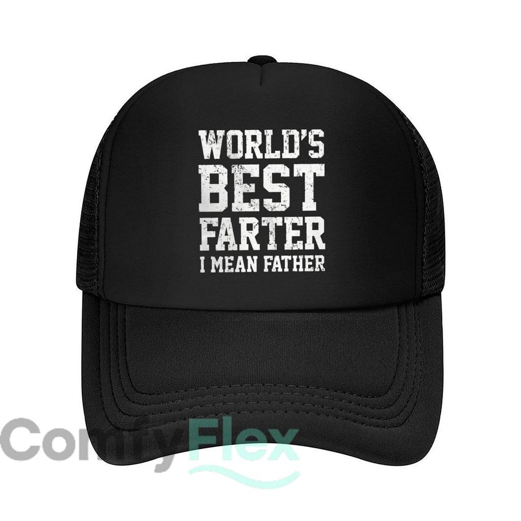 Worlds Best Farter I Mean Father Text Mesh Baseball Cap Casual Hat Outdoor For Womens Unisex FeUnisex