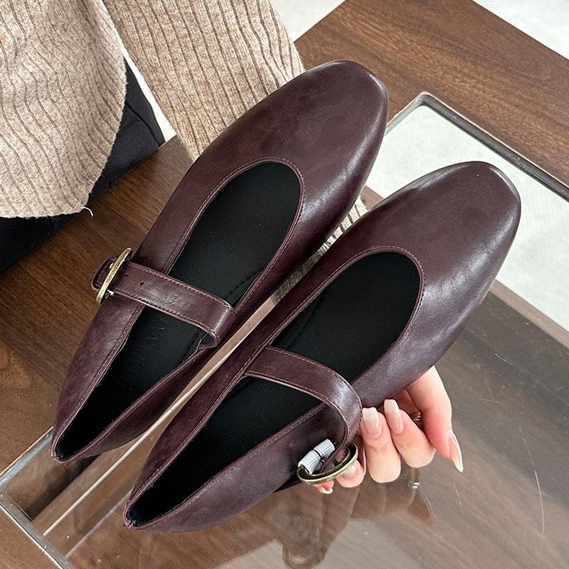 Fashion Shallow Women Flat With Shoes Female Soft Casual Fashion Metal Buckle Footwear Flats Mary Janes Lolita Shoes For Ladies