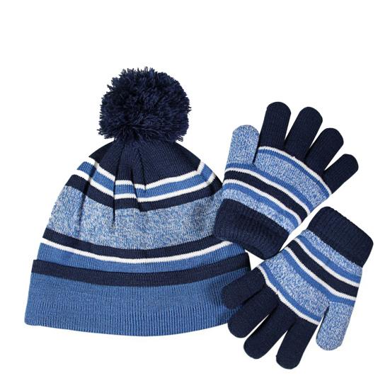 Winter Kids Hat And Gloves Set for Boys Girls Toddler Knitted Pompom Hat And Gloves Set Thick Warm Fleece Lined Accessories for Cold Weather
