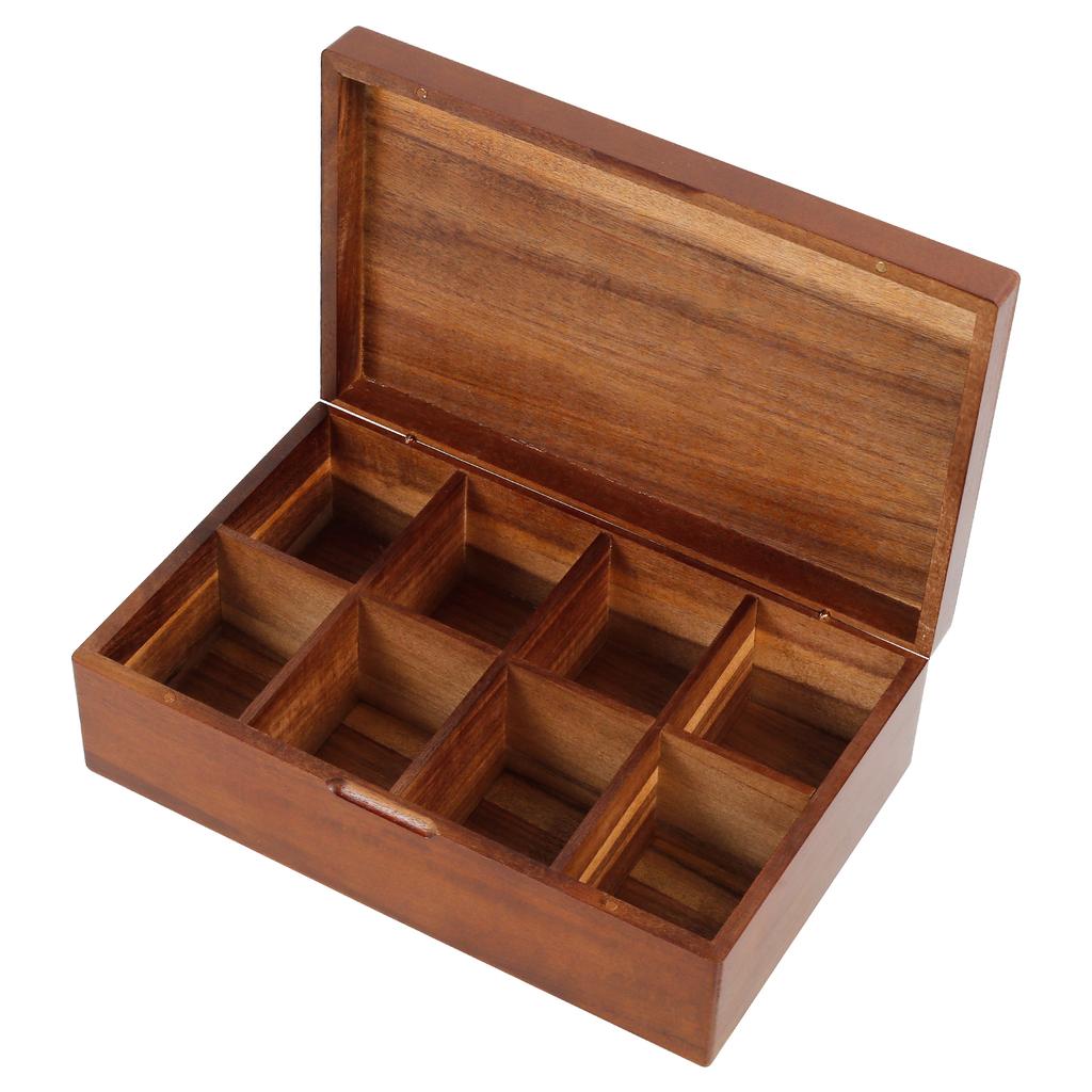 Wood Tea Bag Organizer Box with Lid 4/8 Compartments Retro Wood Storage Organizers Teabag Holder Containers Teabox Organizador