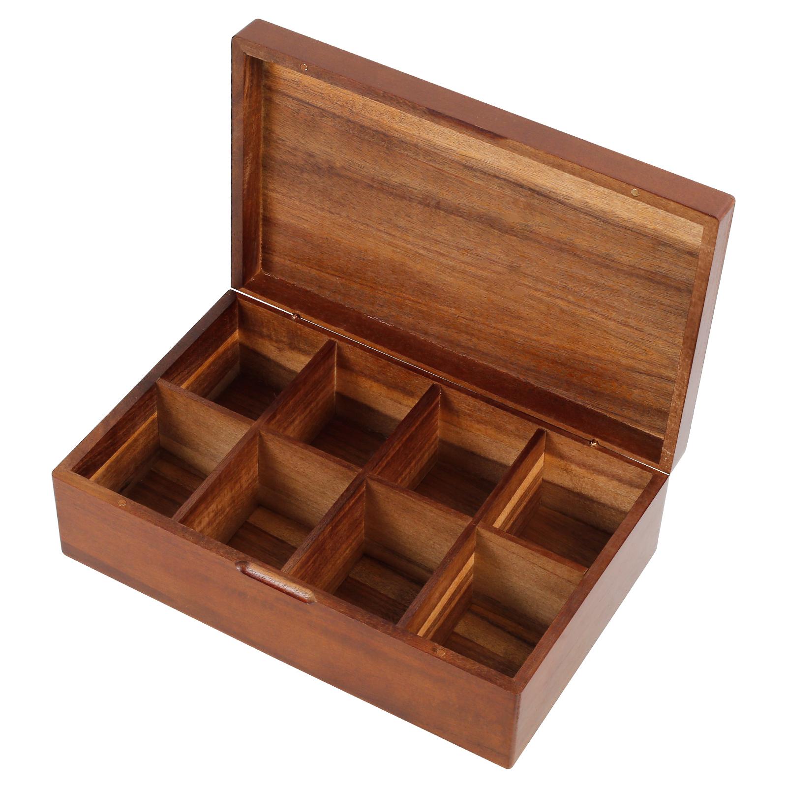 Wooden Tea Box 4/8 Grids Multifunctional Tea Storage Box with Lid Tea Bag Holder for Home Cabinet Kitchen Decor Organization