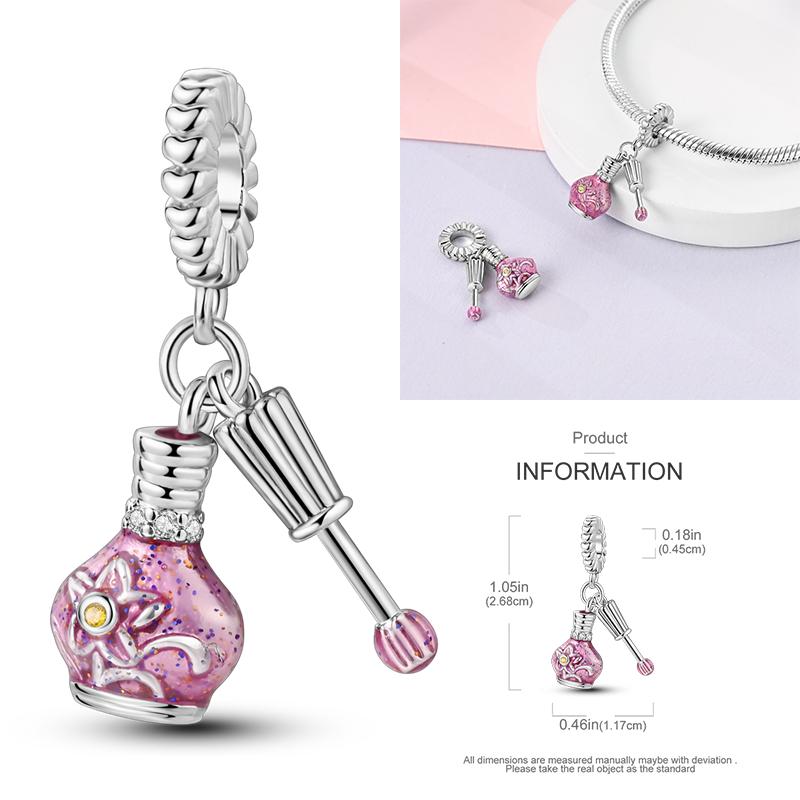 New Copper Charms Beads Pink Series Perfume Cake Princess Skirt Pendant Fit Original Bracelet Diy Jewelry Gifts