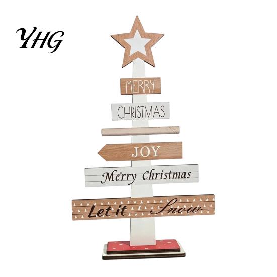 Winter Holiday Party Supplies Christmas Tree Ornament, Wooden Letter Sign Decorative Handmade Xmas Table Centerpieces Compact Stable for Home