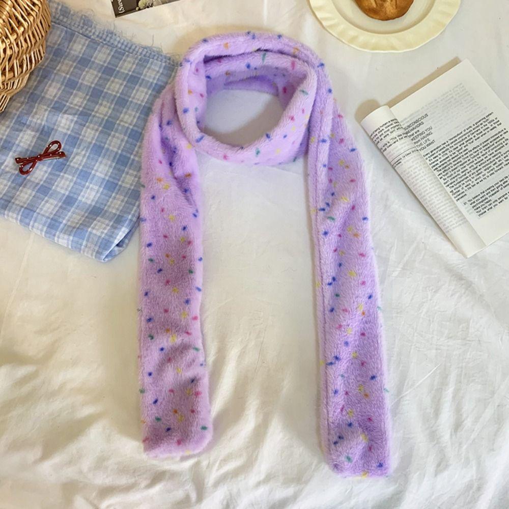 Korean Style Dopamine Dot Scarf Colorful Winter Neck Warmer Cashmere Knitted Scarf  Autumn Winter