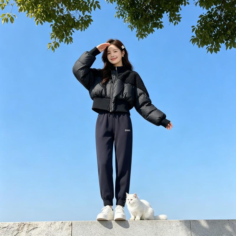 Womens Short Cotton Puffer Coat Winter Slim Fit Warm Casual Fashion Stand Collar Zip Up Jacket