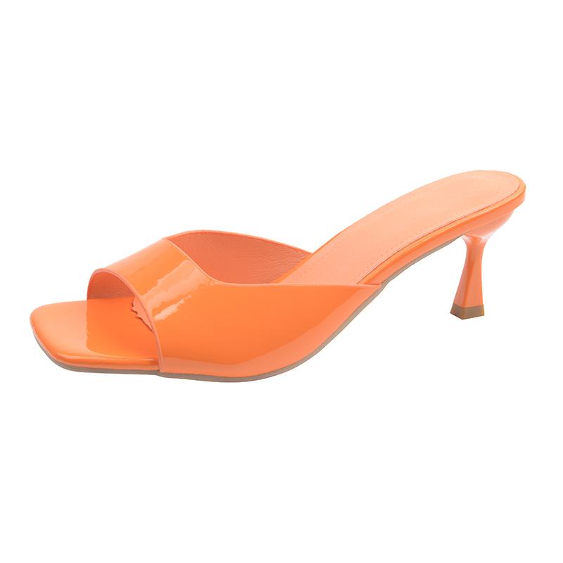 Fashion 2025Womens Summer New Style Simple Solid Color Fashion Square Toe Sandals PU Leather Outdoor Casual Party Dress Women's Slippers