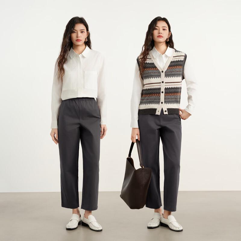 Elva' Island Women's Petite Straight Casual Trousers