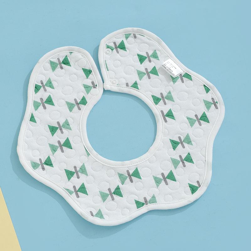Class A Newborn Baby Saliva Towel Crepe Waterproof Petal Bib Autumn Winter Children Eating Cartoon Cotton Bib