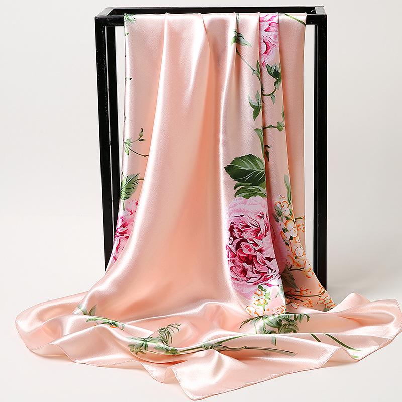 Chinese Style 90 * 90Cm Large Square Scarf Simulation Silk Scarf Scarf Shawl