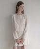 Lenav Esy Round Long Sleeve Tweed Crop Jacket (Ivory)