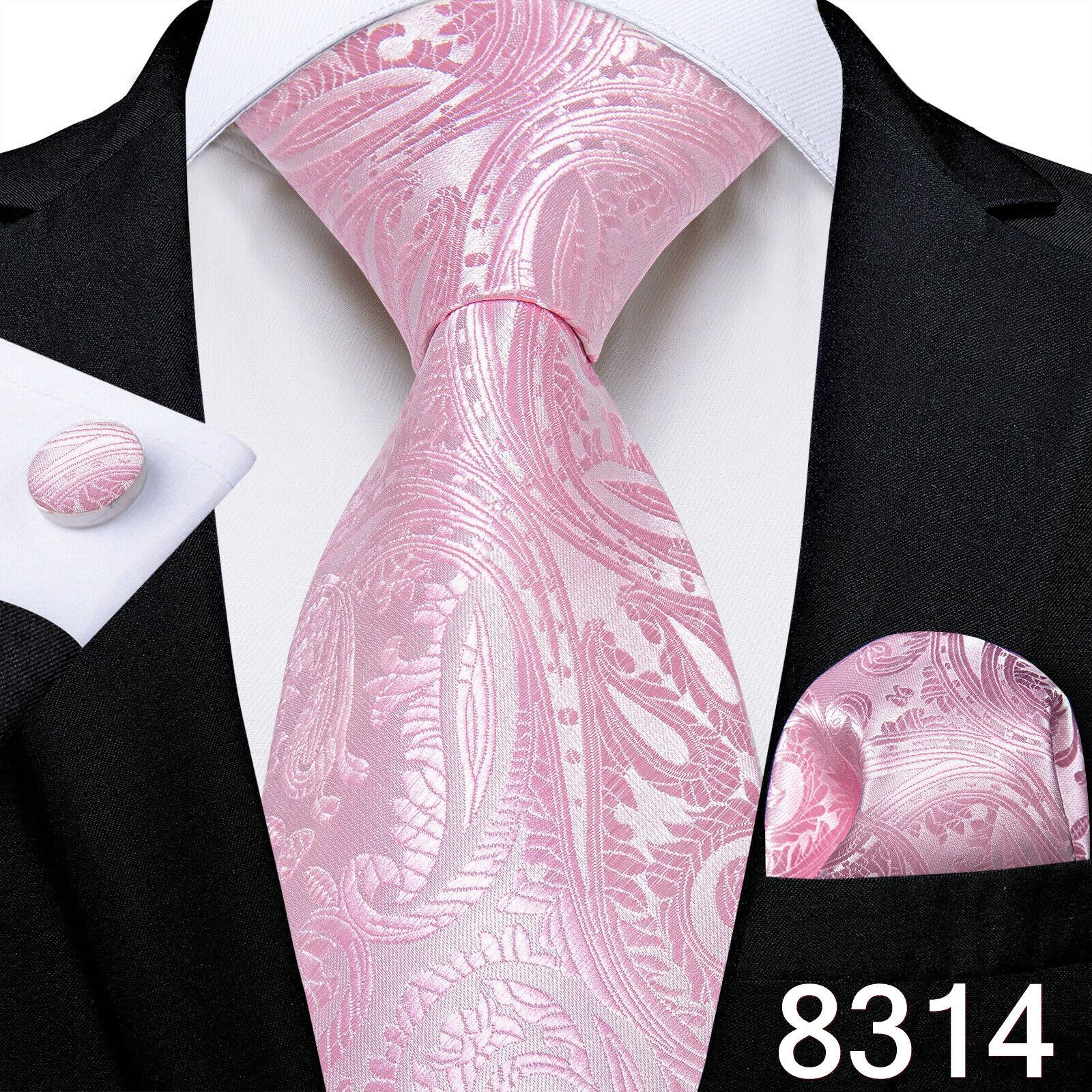 

Чоловічі краватки Dibangu Pink Paisley Striped Silk Woven Necklinks Hanky ​​Cufflinks Set for Wedding Tie N-8314