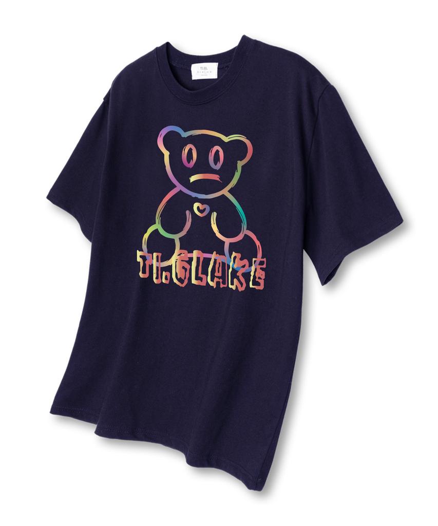 TI.GLAKE Rainbow Bear Short Sleeve T-Shirt Navy