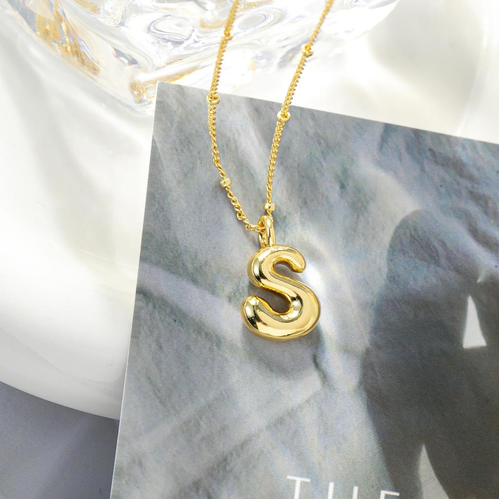 European & American Trendy 18K Gold Plated Cute Balloon Party Letter Necklace