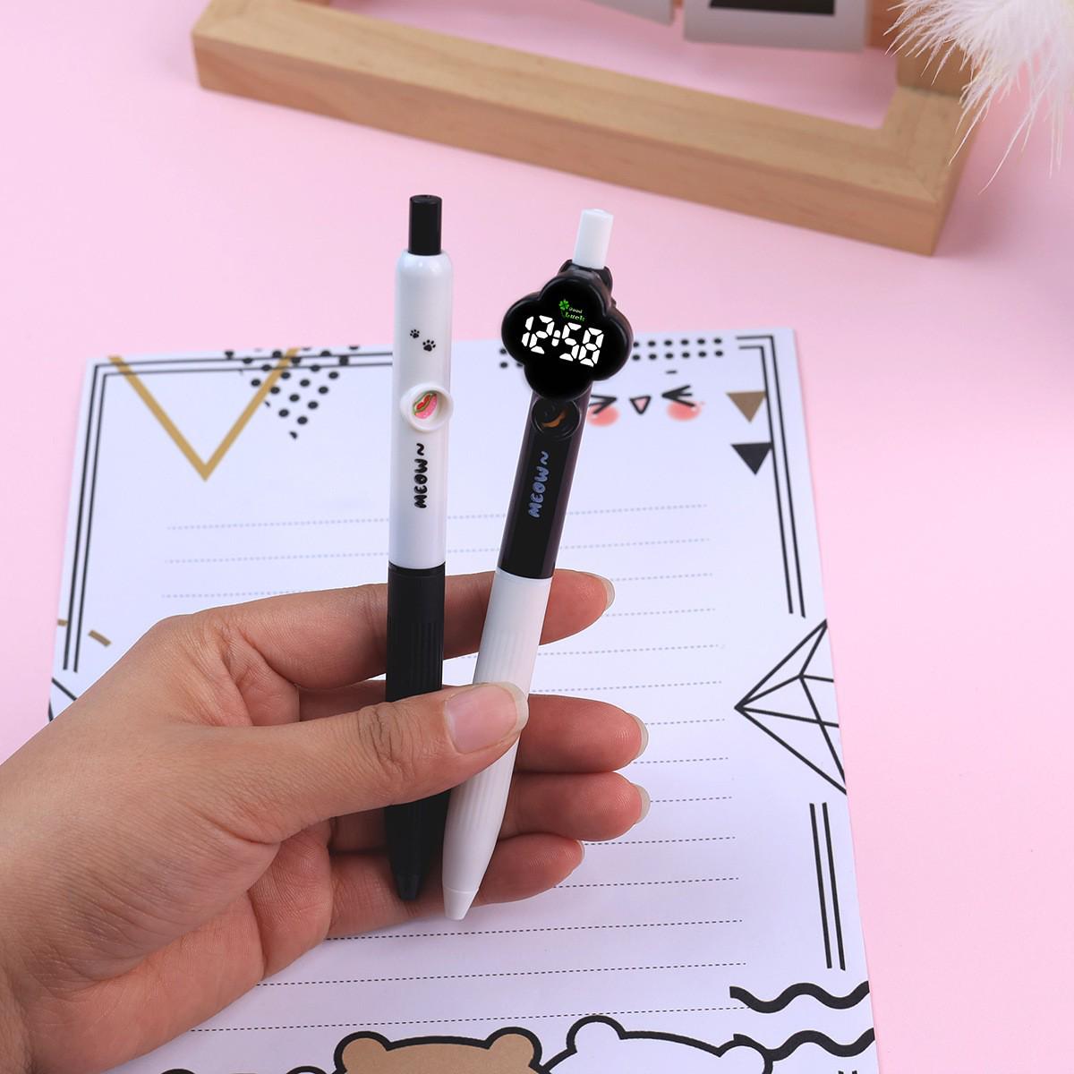 Hide & Seek Four-Leaf Clover Silent Click Pen & Watch - Ideal for Students, Cute Gift