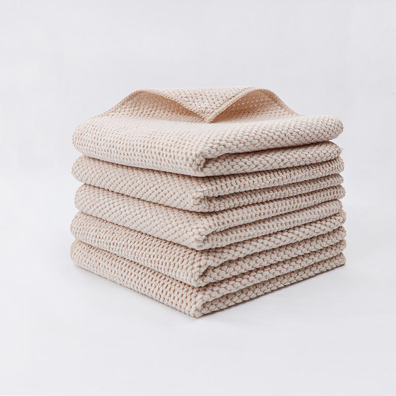 

5 шт./комплект Кухонні ганчірки з мікрофібри для роботи по дому Багатофункціональні ганчірки для миття кухонного посуду, абсорбуючі ганчірки One Size бежевий