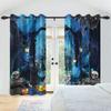 2pcs/set Horror Halloween Window Curtain Night Gate Skeleton Home Bedroom Living Room Decor Blackout Polyester Fabric Curtains