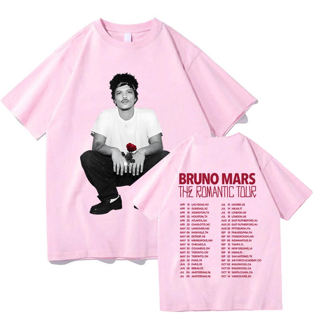 The Romantic Rose Tee Bruno Mars The Romantic Tour T-shirt High Quality 100Cotton Women Men Casual Clothing Y2K graphic shirts couple matching outfits